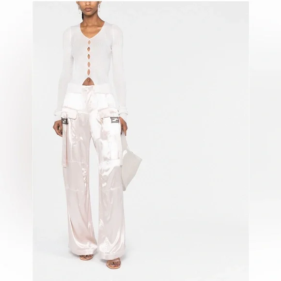 Fendi FF Baguette Buckle Embellished Satin Cargo Pants - Picture 3 of 13